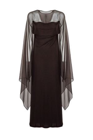 Abito lungo testa di moro con maniche in chiffon ALBERTA FERRETTI | A042201240102